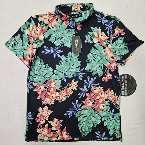 RLX Ralph Lauren Performance Golf Polo Shirt Blue Hawaiian Men's Size Medium